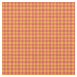 Folk Art Style Red Orange Check Gingham Fabric