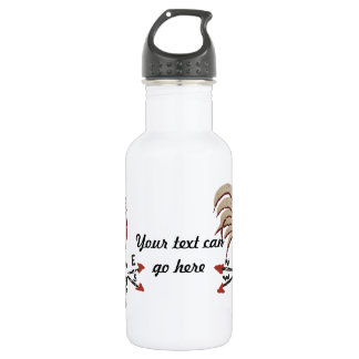 Folk Art Style Rooster Water Bottle