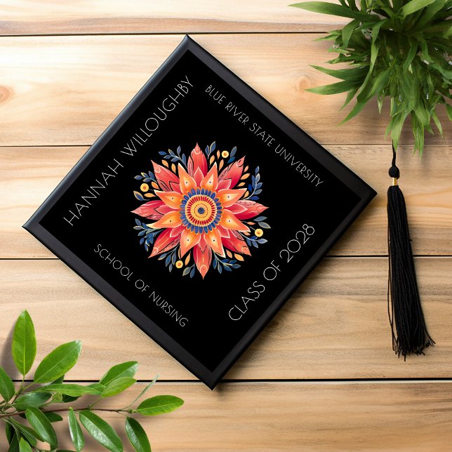 Folk Art Sunburst Graduation Cap Topper (Creator Uploaded)