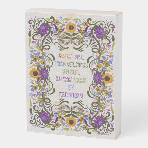 Folk Art Sunflowers  Stand Tall Inspirational Wooden Box Sign