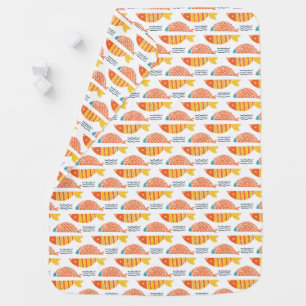 Folk Art Swimming Fish Pattern Baby Blanket