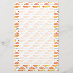 Folk Art Swimming Fish Pattern Stationery
