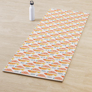 Folk Art Swimming Fish Pattern Yoga Mat