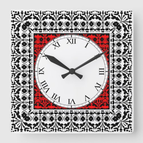 Folk Art Swiss Chalet Scherenschitt Papercut Square Wall Clock