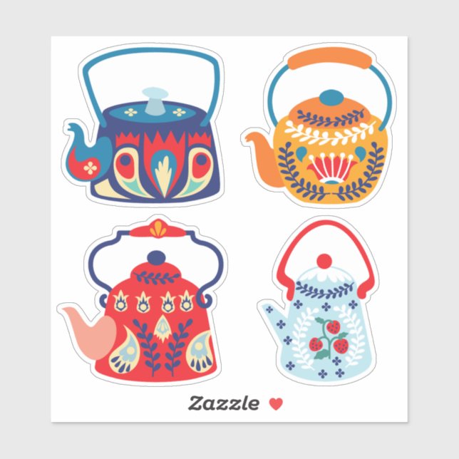 Folk Art Teapots Sticker (Sheet)