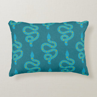 Folk Art Textured Grungy Witchy Snake green yellow Accent Pillow