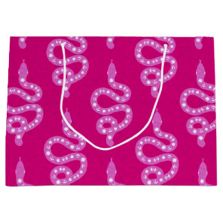 Folk Art Textured Grungy Witchy Snake pinks Large Gift Bag