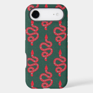Folk Art Textured Grungy Witchy Snake red green iPhone 17 Air Case