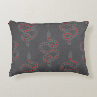 Folk Art Textured Grungy Witchy Snake red grey Accent Pillow