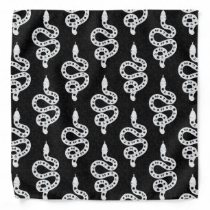 Folk Art Textured Grungy Witchy Snake white black Bandana