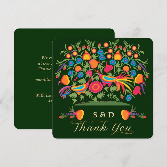 Folk Art Thank You Wedding Anniversary Card (Front/Back)