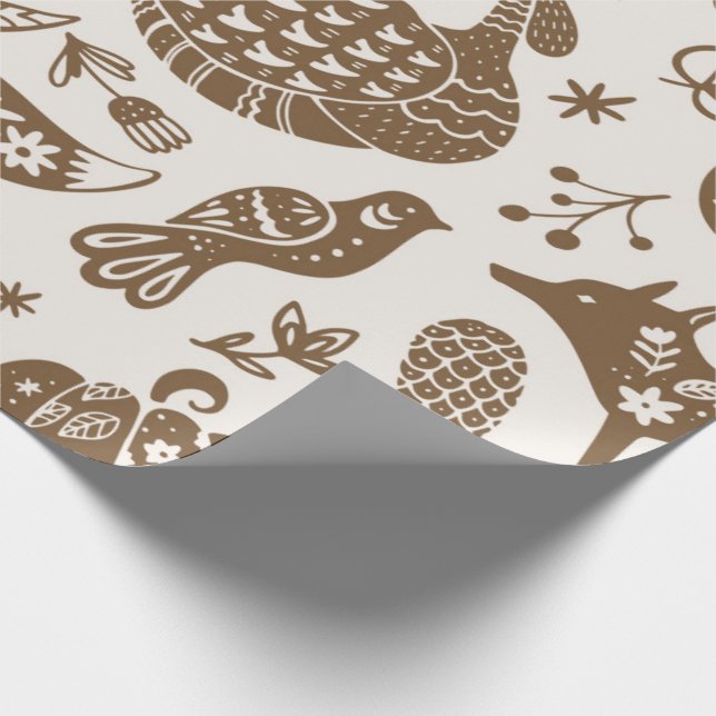 Folk Art Thanksgiving Forest Wrapping Paper (Corner)