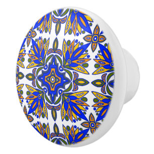 Folk Art Tile Ceramic Knob