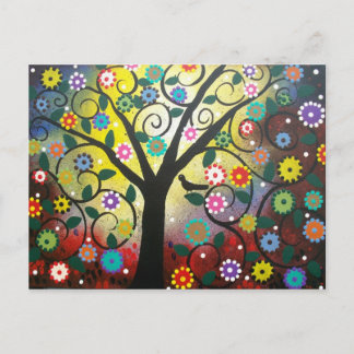 FOLK ART Tree Of Colors BY LORI EVERETT postcard