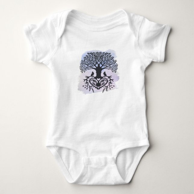 Folk Art Tree of Life Baby Bodysuit (Front)