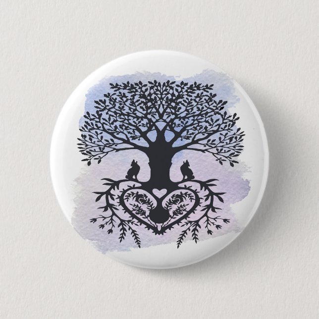 Folk Art Tree of Life Button (Front)