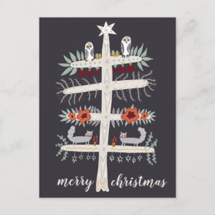 Folk Art Tree of Life Christmas Holiday CUSTOM Postcard