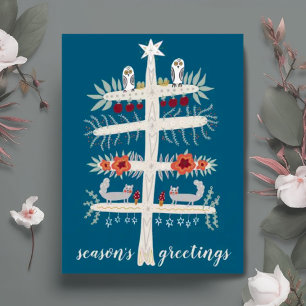 Folk Art Tree of Life Christmas Holiday CUSTOM Postcard