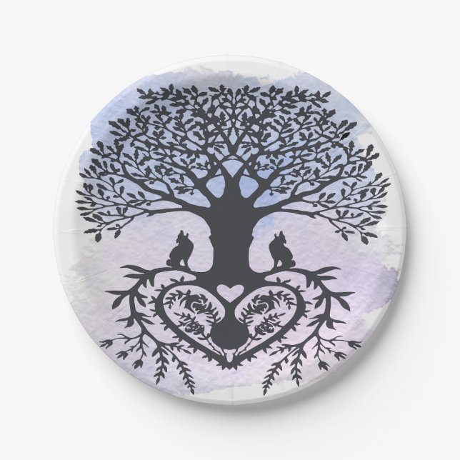 Folk Art Tree of Life Paper Plates (Front)