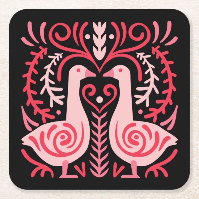 Folk Art V.01 Square Paper Coaster (Front)