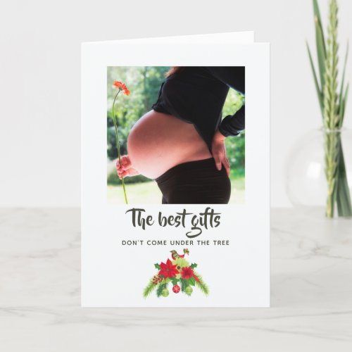Folk Art Watercolor Floral Christmas Baby Expected Announcement