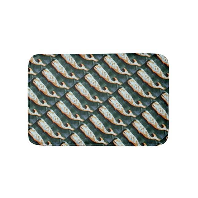 folk art  whales bathroom mat (Front)