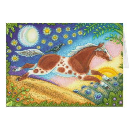 Folk Art WILD MUSTANG HORSE NOTE CARD Blank