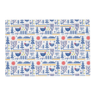 Folk Art Winter Bird Pattern Placemat