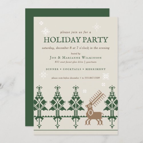 Folk Art Winter Forest  Holiday Open House Invitation