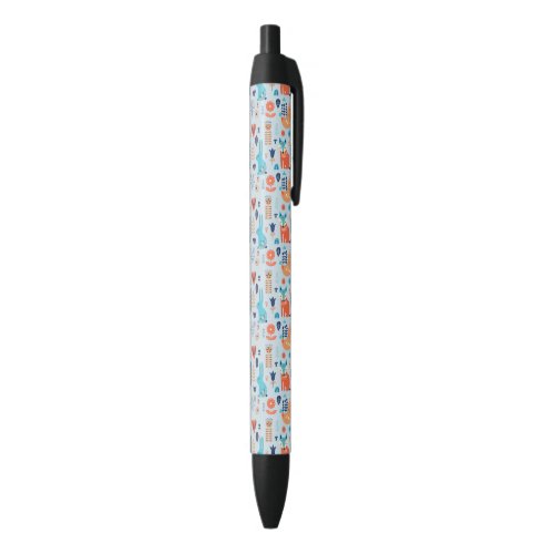 Folk Art Woodland Animal Pattern Black Ink Pen