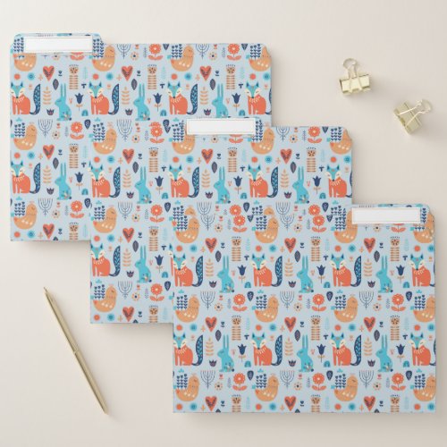 Folk Art Woodland Animal Pattern File Folder