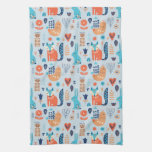 Folk Art Woodland Animal Pattern Kitchen Towel