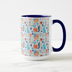 Folk Art Woodland Animal Pattern Mug