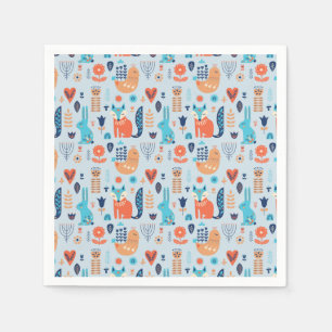 Folk Art Woodland Animal Pattern Napkins
