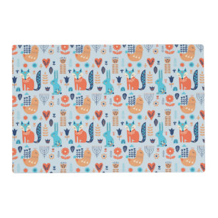 Folk Art Woodland Animal Pattern Placemat