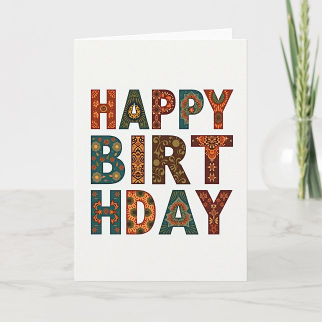 Folk Birthday Lettering Card (Front)