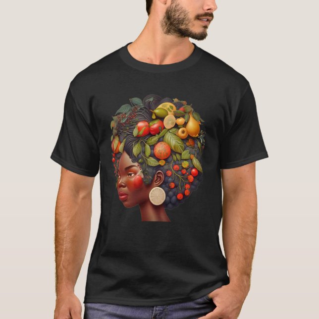 Folk Black Health Fruitful Sista African American  T-Shirt (Front)