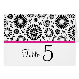 Folk Black White Flower Boho Wedding Table Number