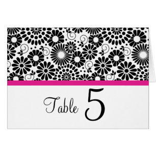 Folk Black White Flowers Boho Chic Table Number 
