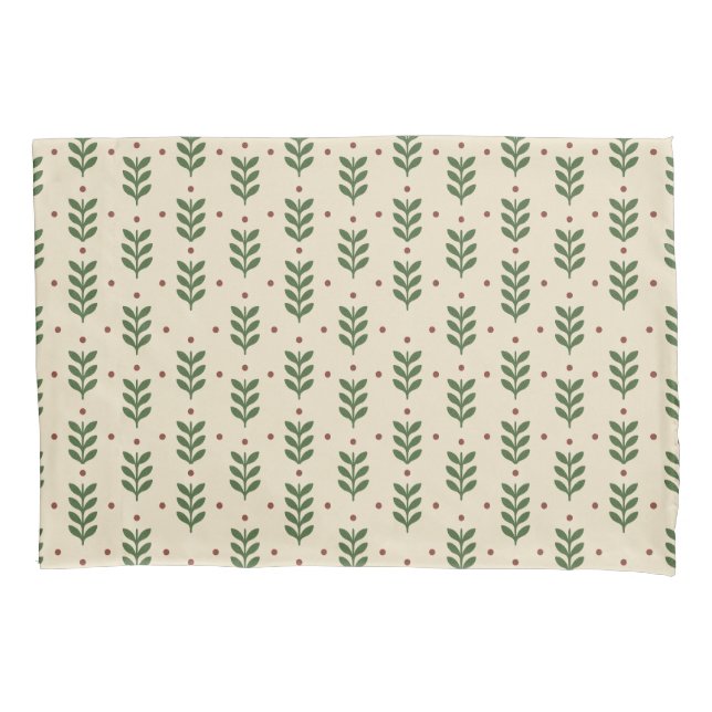 Folk Botanical Leaves Seamless Pattern Pillow Case (Front-Left)