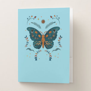 Folk Butterfly Custom - Add Text Pocket Folder 