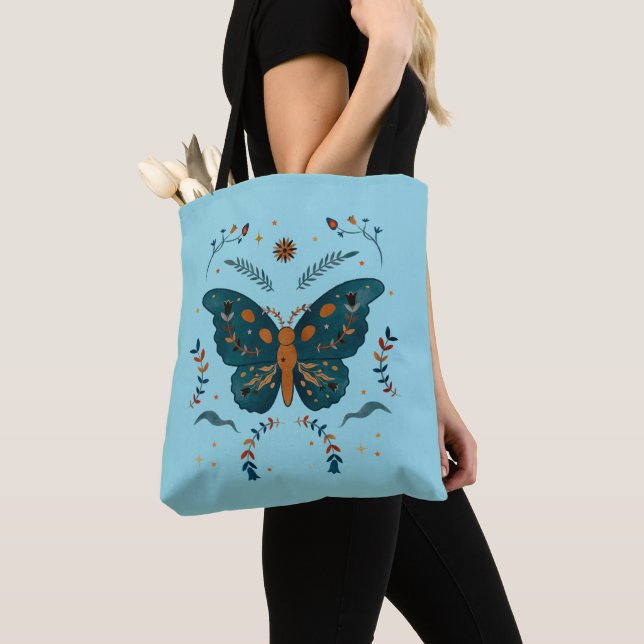 Folk Butterfly Custom Tote Bag (Close Up)
