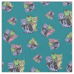 Folk Cat/kitten, quilt, quilters print cats Fabric