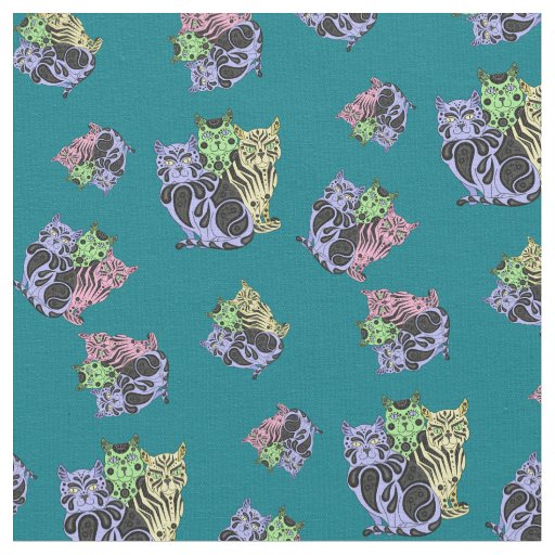 Folk Cat/kitten, quilt, quilters print cats Fabric