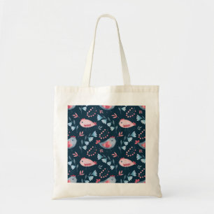 Folk Chickens: Watercolor Seamless Pattern. Tote Bag