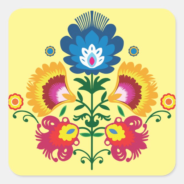 💛💚💙 Folk composition Square Sticker (Front)