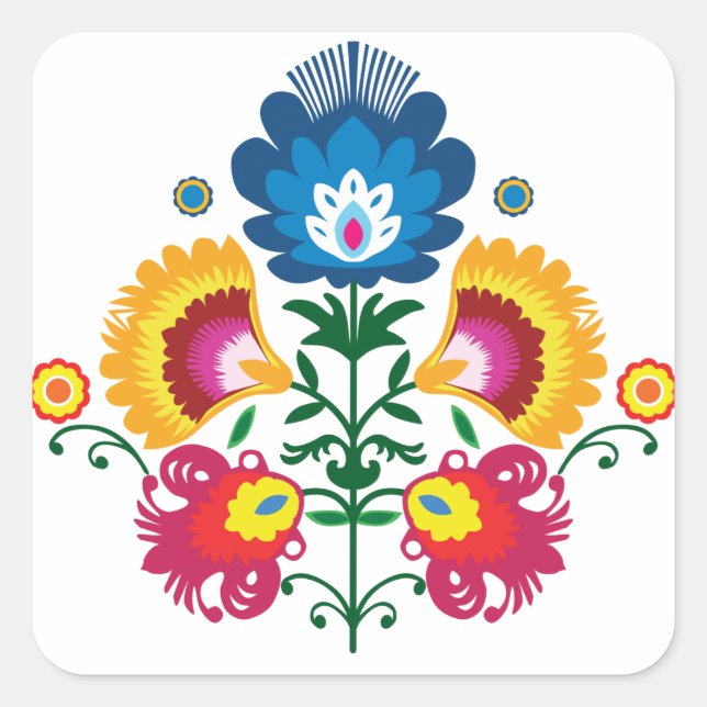 💛💚💙 Folk composition Square Sticker (Front)