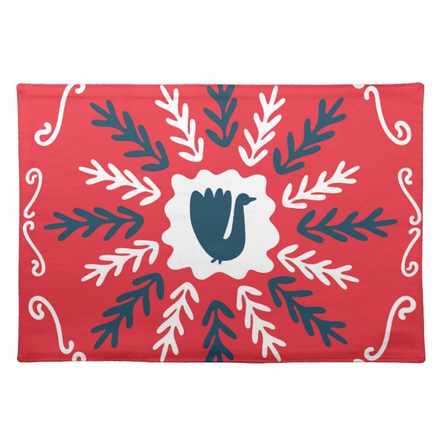 Folk Doodle Art Christmas Tile Cloth Placemat (Front)