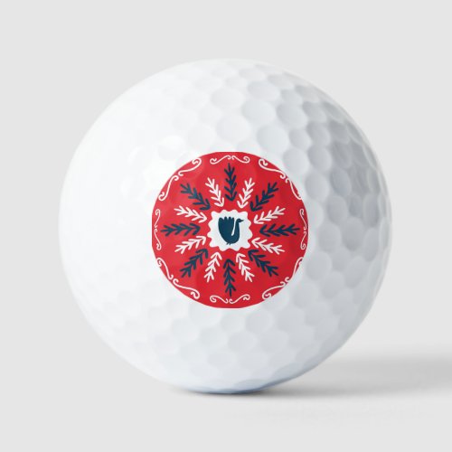 Folk Doodle Art Christmas Tile Golf Balls