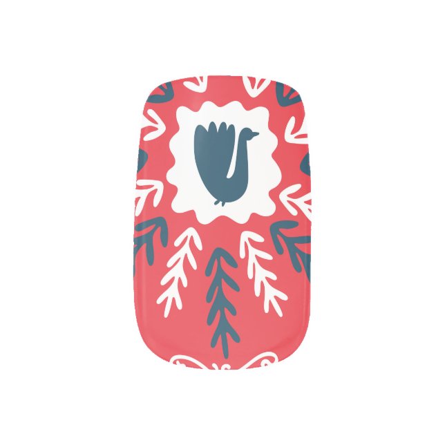Folk Doodle Art Christmas Tile Minx Nail Art (Left Thumb)